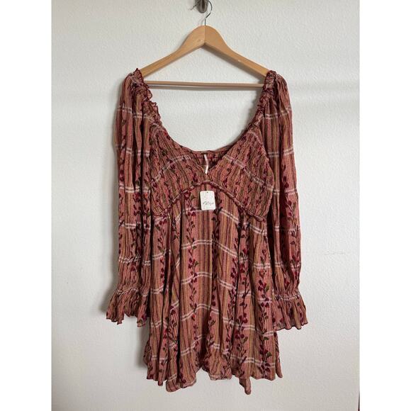 Free People Women’s Jackie Mini Dress Aztec New Size Large Boho Casual - Picture 2 of 9
